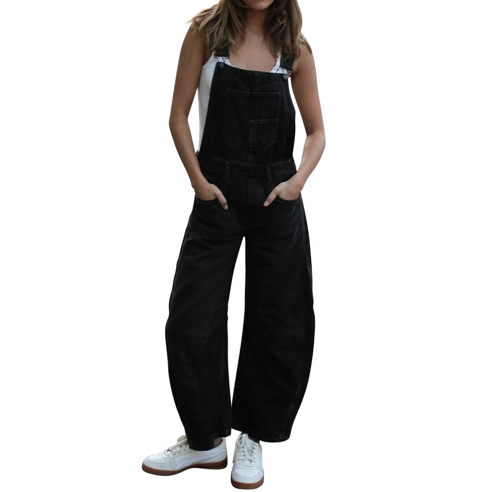 NWT NWT Qazel Vorrlon Black Denim‎ Overalls Barrel Wide Leg Y2K Small